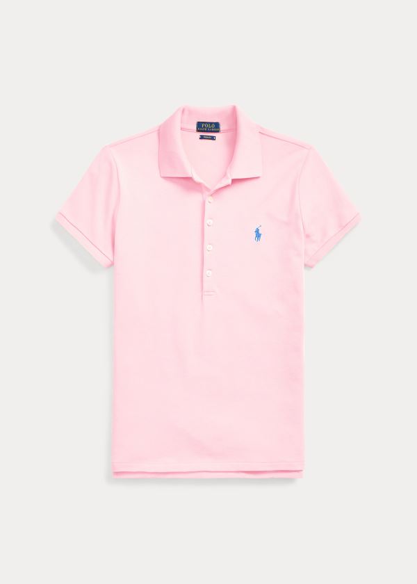 Camisa Polo Polo Ralph Lauren Mujer Rosas - Slim Fit Stretch - QVMLC5423